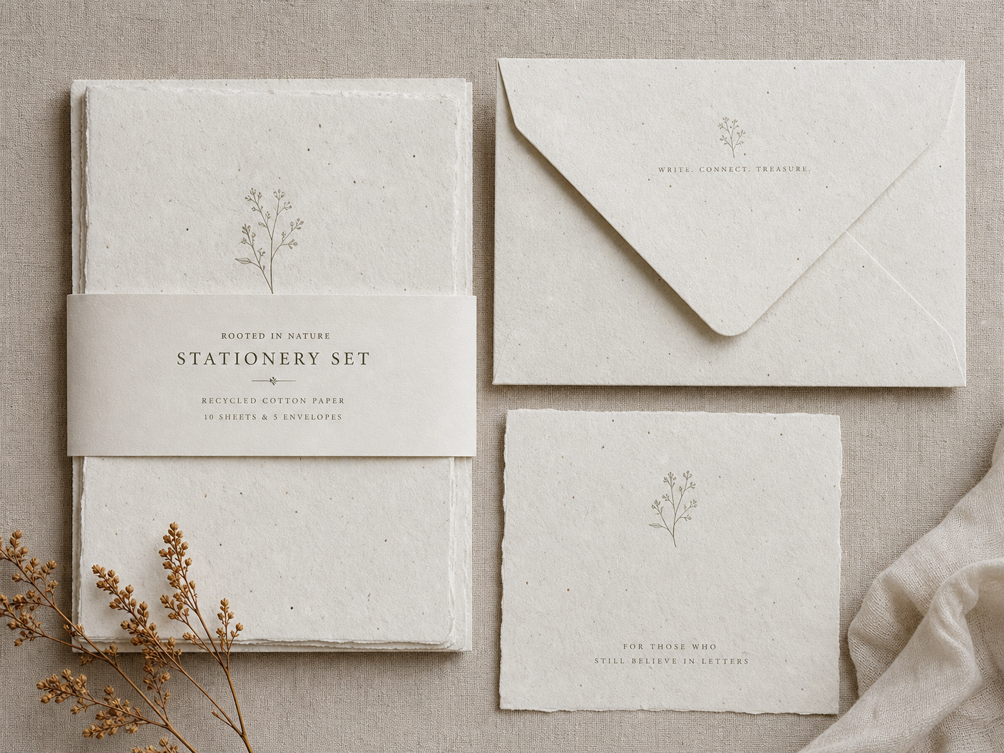 Recycled Cotton Paper Stationery Set